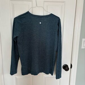 Lululemon Heathered Long Sleeve Crew in Teal-Blue